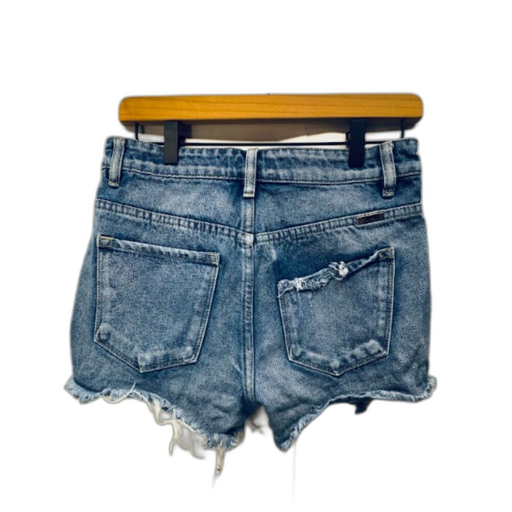 Kancan Light Wash Destroyed Denim Shorts Ripped Festival Summer Shorts SM - Picture 2 of 9
